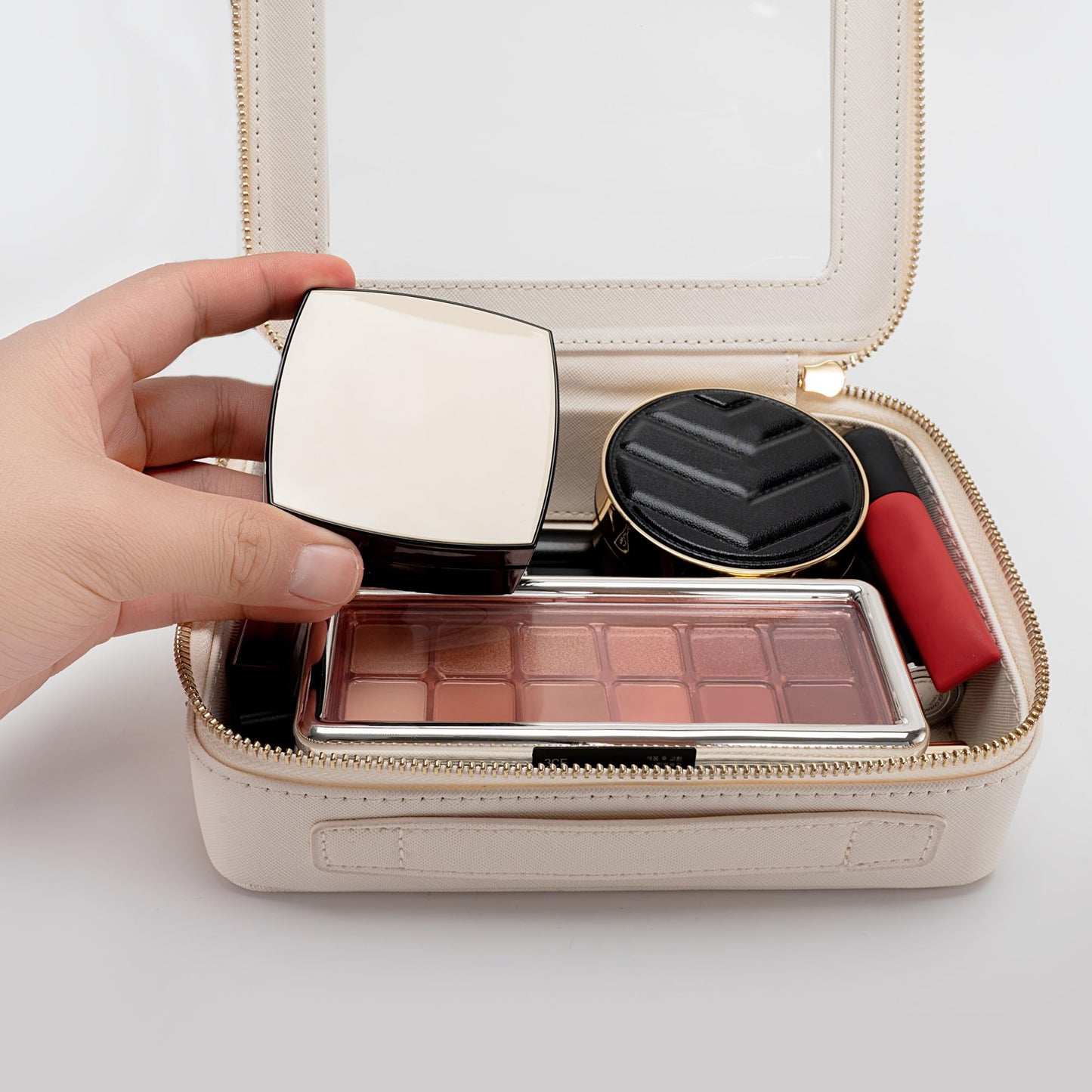 Aveniee Clear Makeup Bag Organizer, Travel Toiletry Bag Cosmetic Case for Women, Make Up Skincare Pouch Car Organizer Bag with Zippers for Essentials,White,Medium Classic