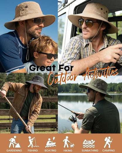 FURTALK Sun Hats for Men - UPF 80+ Foldable Wide Brim Fishing & Hiking Hat | Summer Outdoor Accessory