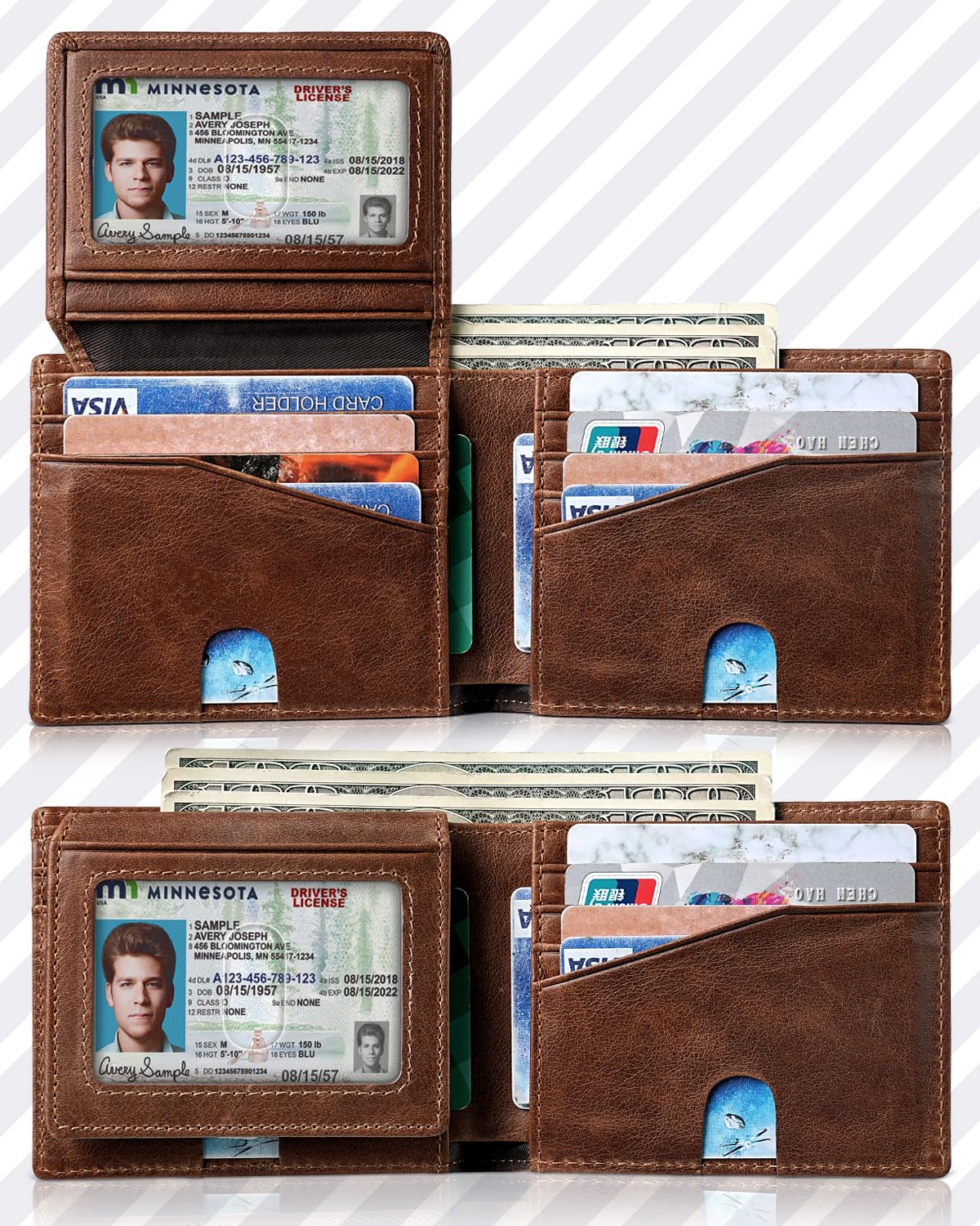 Artpaxy Mens Wallet Bifold Genuine Leather RFID Blocking Wallet for Men with 2 ID Windows 12 Card Holders 2 cash pockets 1 Gift Box