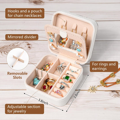 DEEKA Western Jewelry Box Case Real Leather Cow Print Cowhide Tooled Travel Jewelry Organizer Gifts Christmas Gifts for Women Country Girls Cowgirl Stuff Portable Travel Accessories -Brown