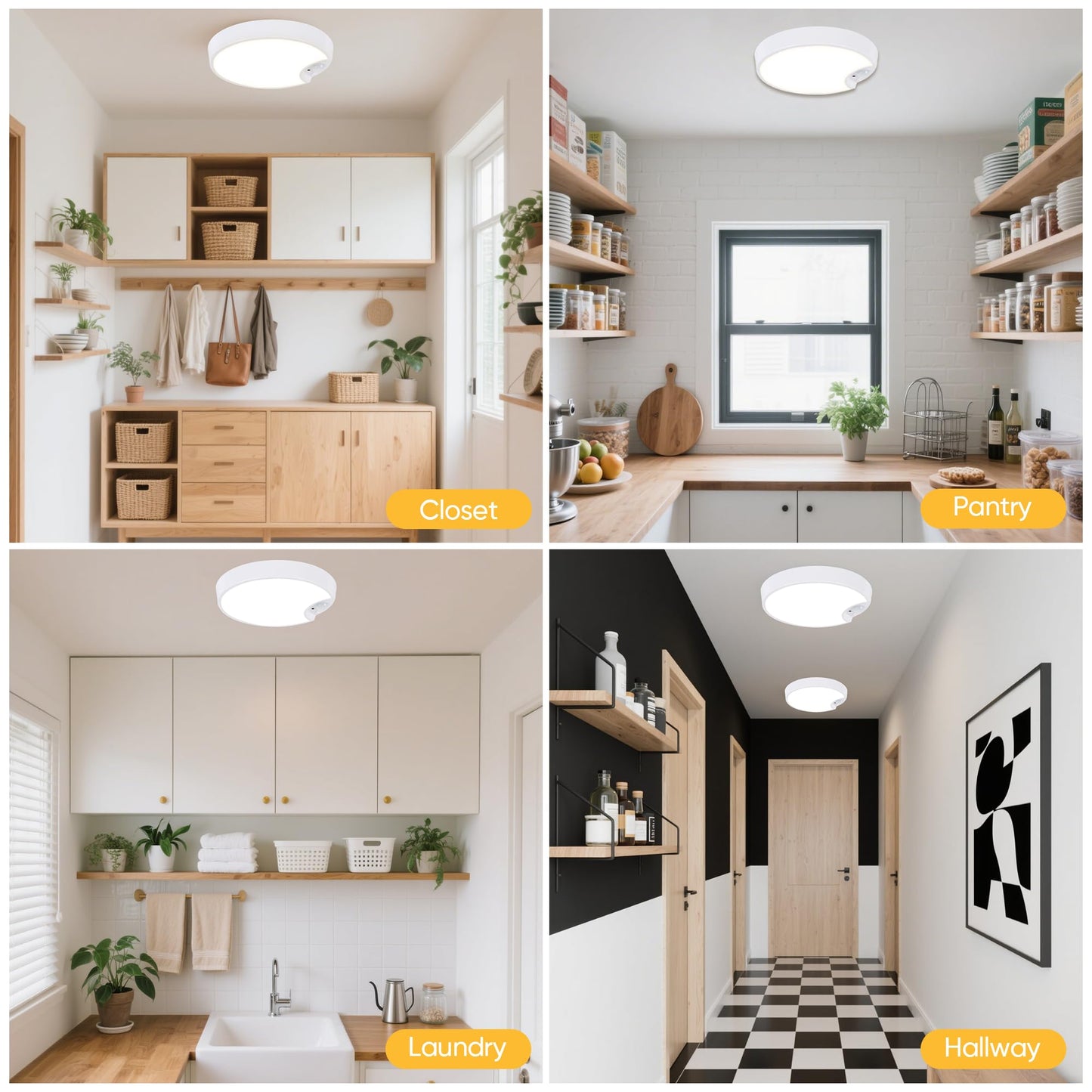 DJBoomy Motion Sensor Ceiling Light Indoor: Rechargeable Wireless Closet Light with Remote for Pantry Hallway Stair Laundry Room