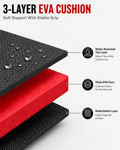 Sevenjungle Foldable EVA Utility Mat with Handle, Heavy Duty Mechanic Mat for Kneeling, Workouts, Garages, Gardening, Camping, Picnics, Outdoor Adventures and Home Gyms, Red