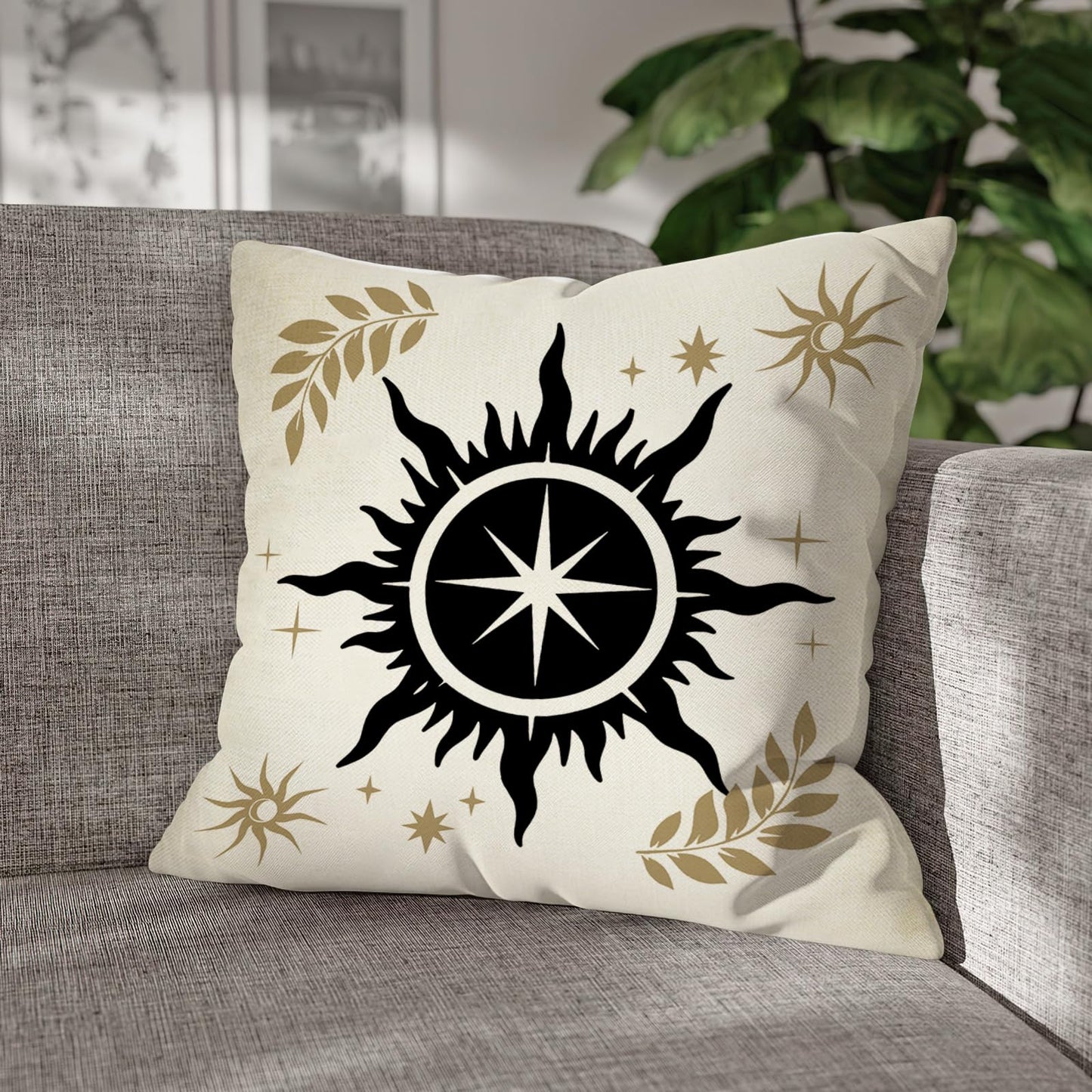 Fahrendom Celestial Sun Moon Phase Decorative Throw Pillow Covers 18 x 18 Set of 4, Boho Star Butterfly Mystical Astrology Porch Patio Outdoor Pillowcase, Witchy Sofa Couch Cushion Case Home Decor