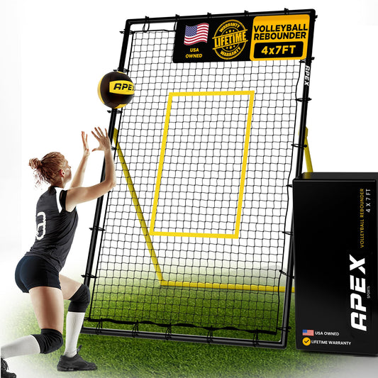 Apex Sports Adjustable Volleyball Rebounder Net 7x4 ft – Bounce Back Training Equipment with Angle Customization for Practicing Volleying, Bumping, Spiking – Durable & Portable with Travel Bag (AP004)