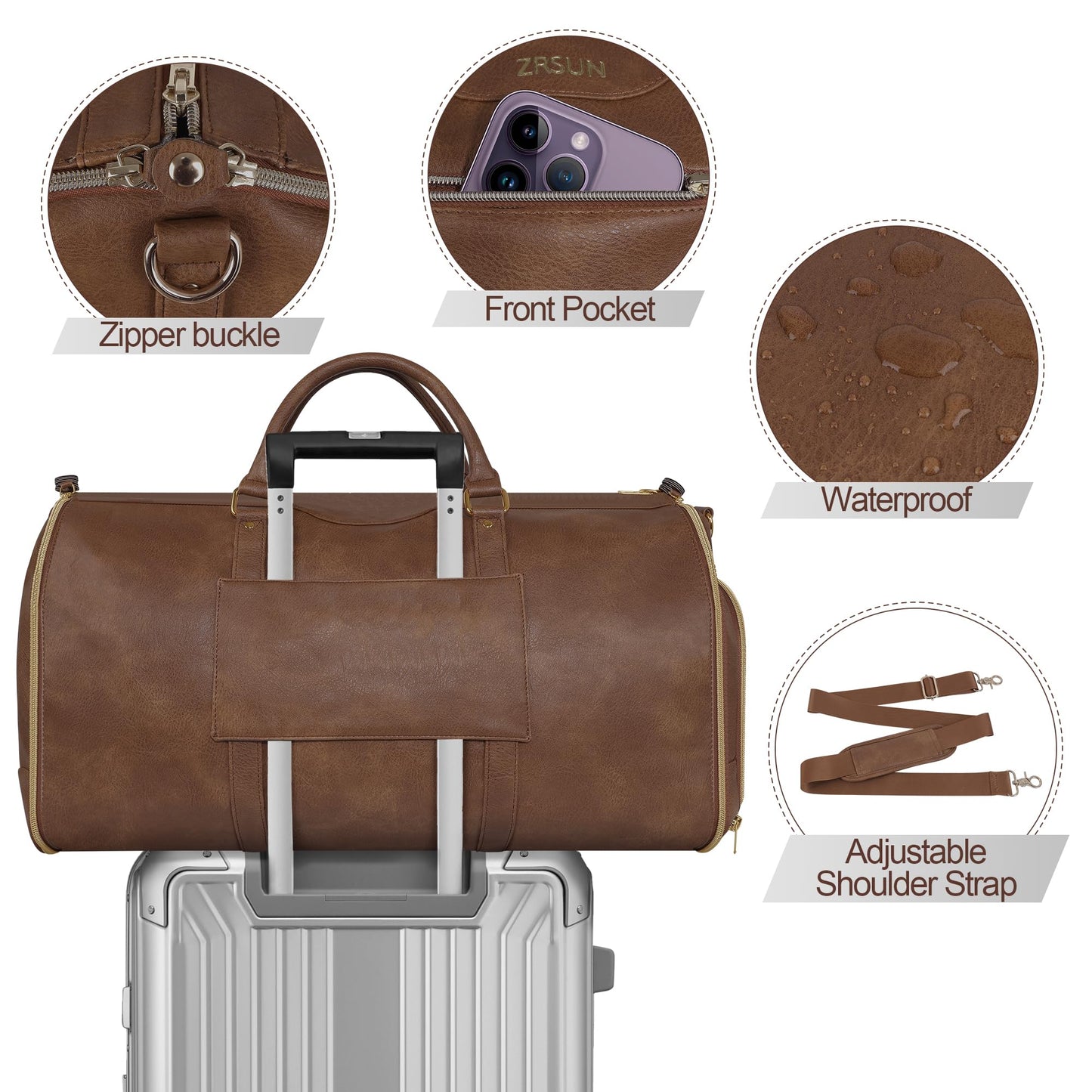 Convertible Garment Bag with Shoulder Strap, Carry on Garment Duffel Bag for Men Women,Waterproof & Wrinkle-Free Suit Carrier for Business Trips & Weekend Getaways, Foldable & Lightweight