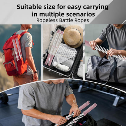 Ropeless Battle Ropes 2Pcs with Bag for HIIT, Cardio, Strength & Low-Impact Training, Portable Weighted Home Gym Equipment Non-Slip Handle, Cordless Battle Ropes for Men & Women, Upgrade Battle Rope