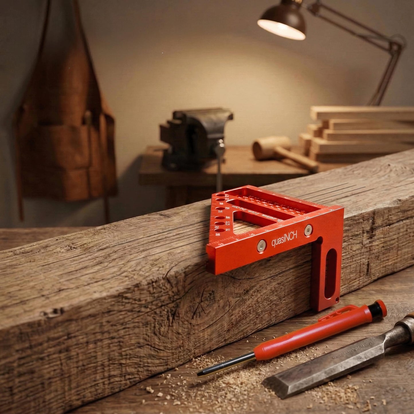 4.7＂Mini 3D Multi-Angle Measuring Square Ruler, QWTR1 High Precision Hole Scribing Woodworking Tools, 22.5°-90° Aluminum Alloy Carpenter Square with Angle Pin, Carpenter Pencil with Sharpener 6 Leads
