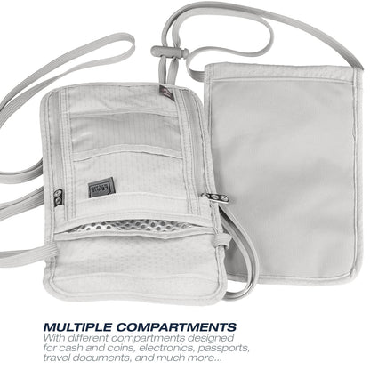 Lewis N. Clark RFID Blocking Stash Neck Wallet, Travel Pouch + Passport Holder for Women & Men, Gray, One Size
