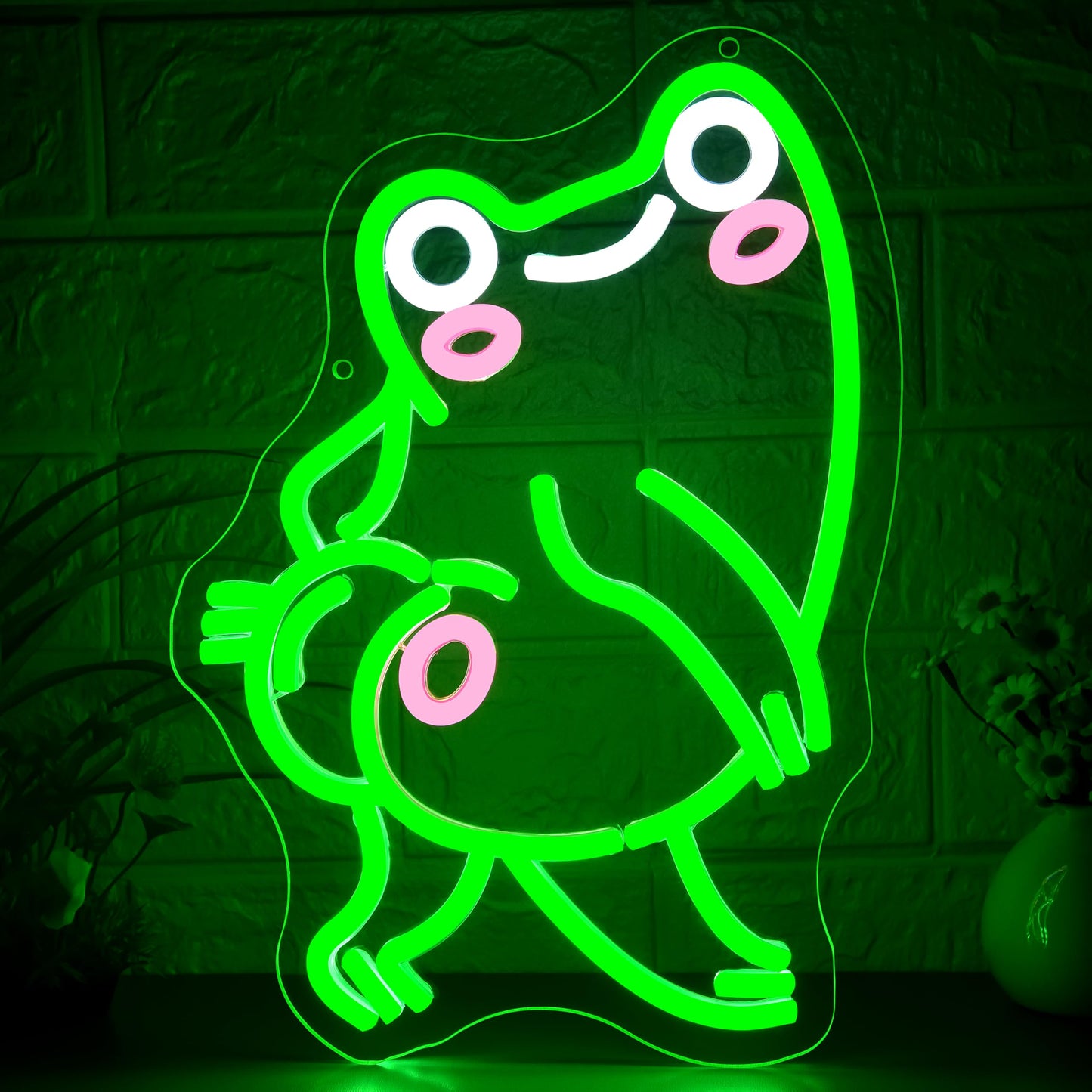 Playful Frog Neon Sign for Wall Decor Cartoon Frog Neon Light Cool Anime LED Light Up Sign for Bedroom Game Room Party Bar Store Man Cave Dimmable Birthday Gifts Size 12.9 * 9.0 In(TWP293)