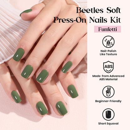 Beetles Press on Nails Kit 720Pcs 24 Colors, Press on Nails Short Almond Glossy Matte Glitter With Nail Glue & Nail Tabs Stickers, Natural Fit Lightweight Fake Nails Kit Art For Women Girls