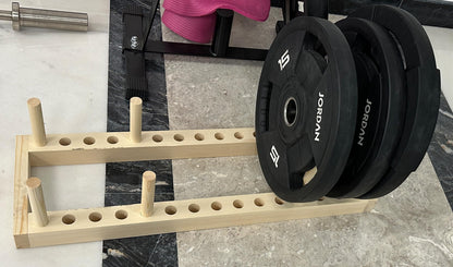MAUMI Wooden Weight Plate Rack – Olympic Weight Plate Holder & Storage Stand – Bumper Plate Organizer – Horizontal Weight Tree for Home Gym – Weight Plate Storage Rack