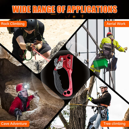 AOKWIT UIAA & CE Certified Rope Ascender Aluminum Alloy Rock Climbing Gear Strong Rigging Rappelling Equipment for Rock Tree Climbing Arborist Rescue Mountaineering Caving (Left Hand Red 1)