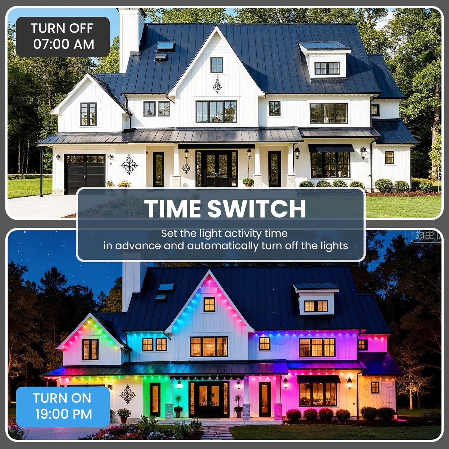 Ocixhbe Permanent Outdoor Lights, 150ft Smart Eave Lights 75 LED Lights, IP67 Waterproof Outdoor String Lights for Garden Decor,Deck,Christmas with App/Remote Control