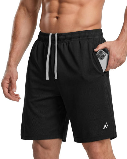 NY Threads Men's Athletic Shorts Quick Dry Loose-Fit Lightweight Running Workout Gym Shorts with Pockets, 3X-Large, Black