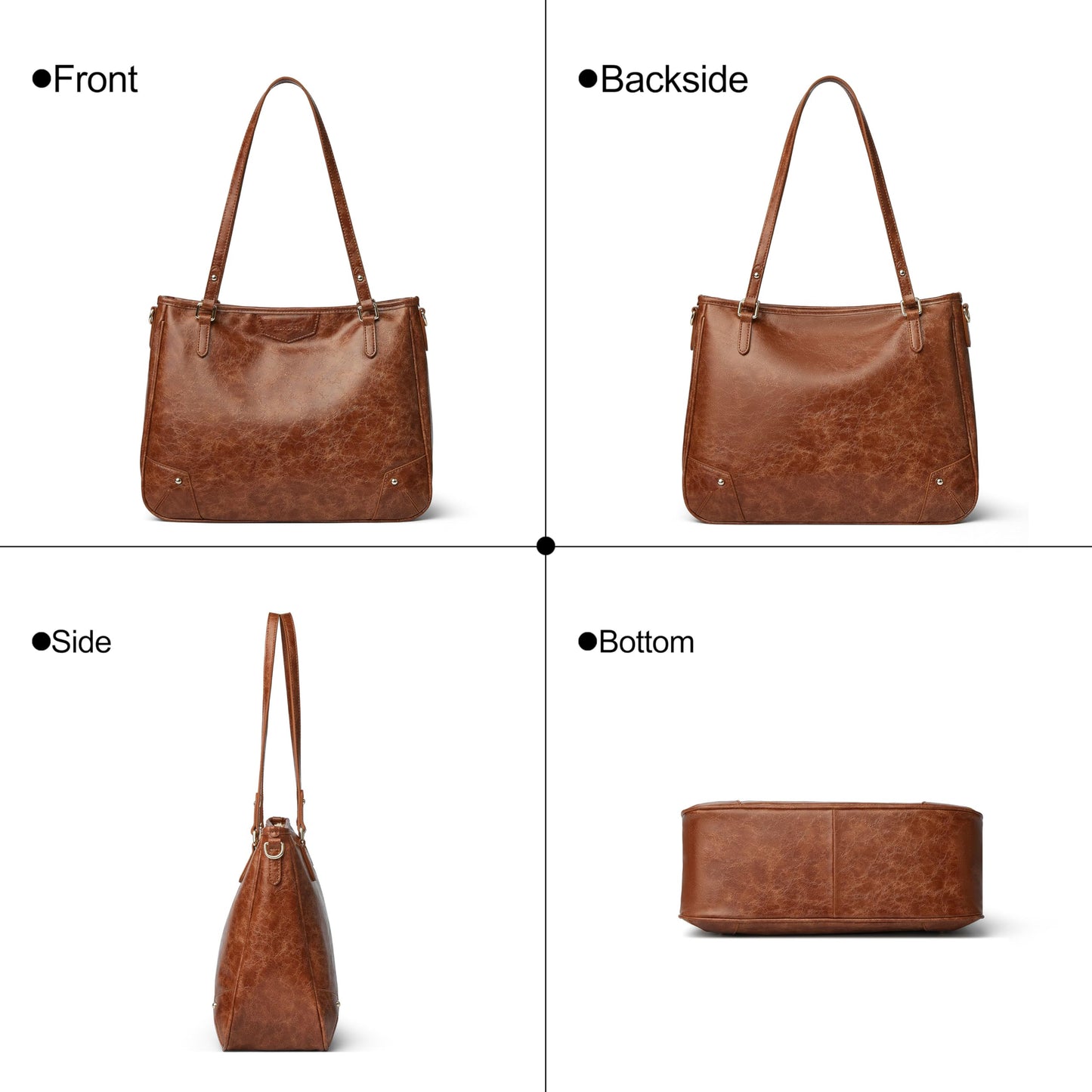 MUHUASHI Large Tote Bags for Women, PU Leather Shoulder Satchel Purse and Handbags with Detachable Crossbody Strap (2-Brown)
