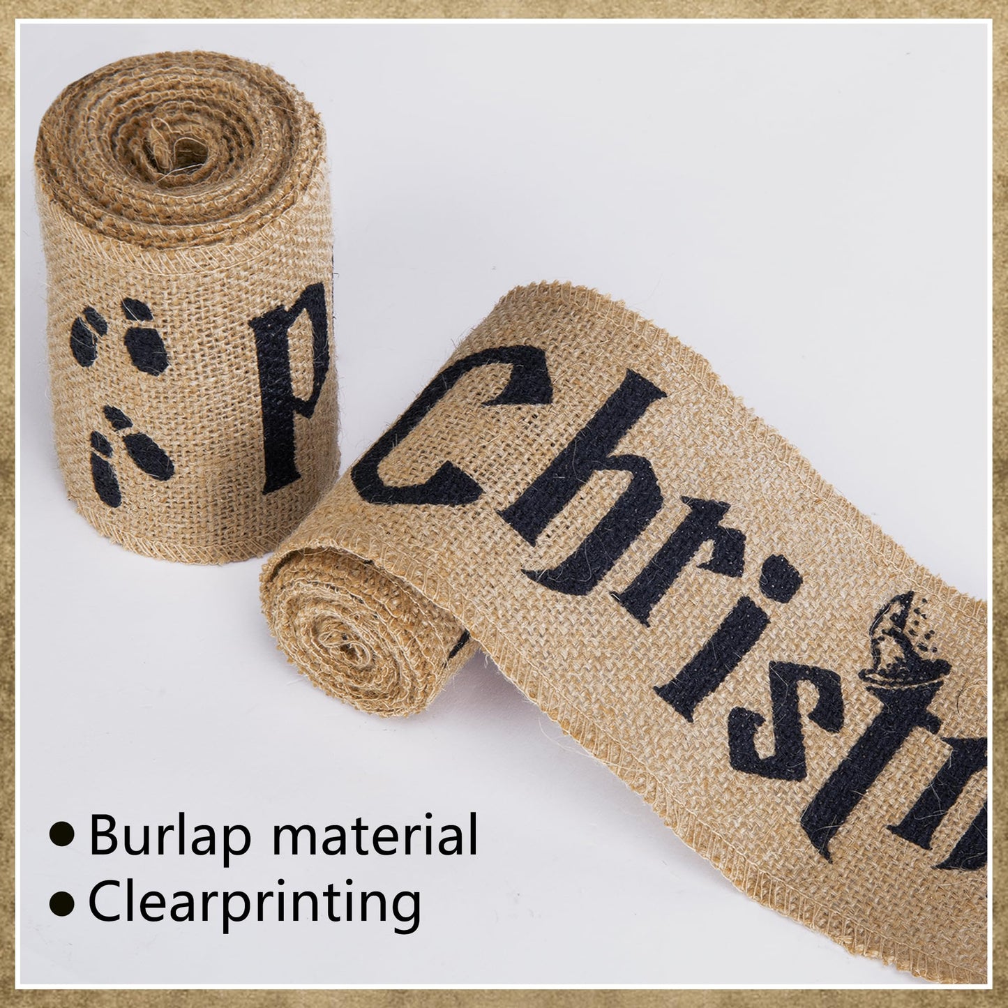 Mizelu 2 Pcs 62''x 4'' Christmas Tree Burlap Ribbon Garland, Wizard Burlap Ribbon Tree Decoration, Xmas Rustic Burlaps Ribbon Decor for Christmas Winding Hanging Home DIY Craft