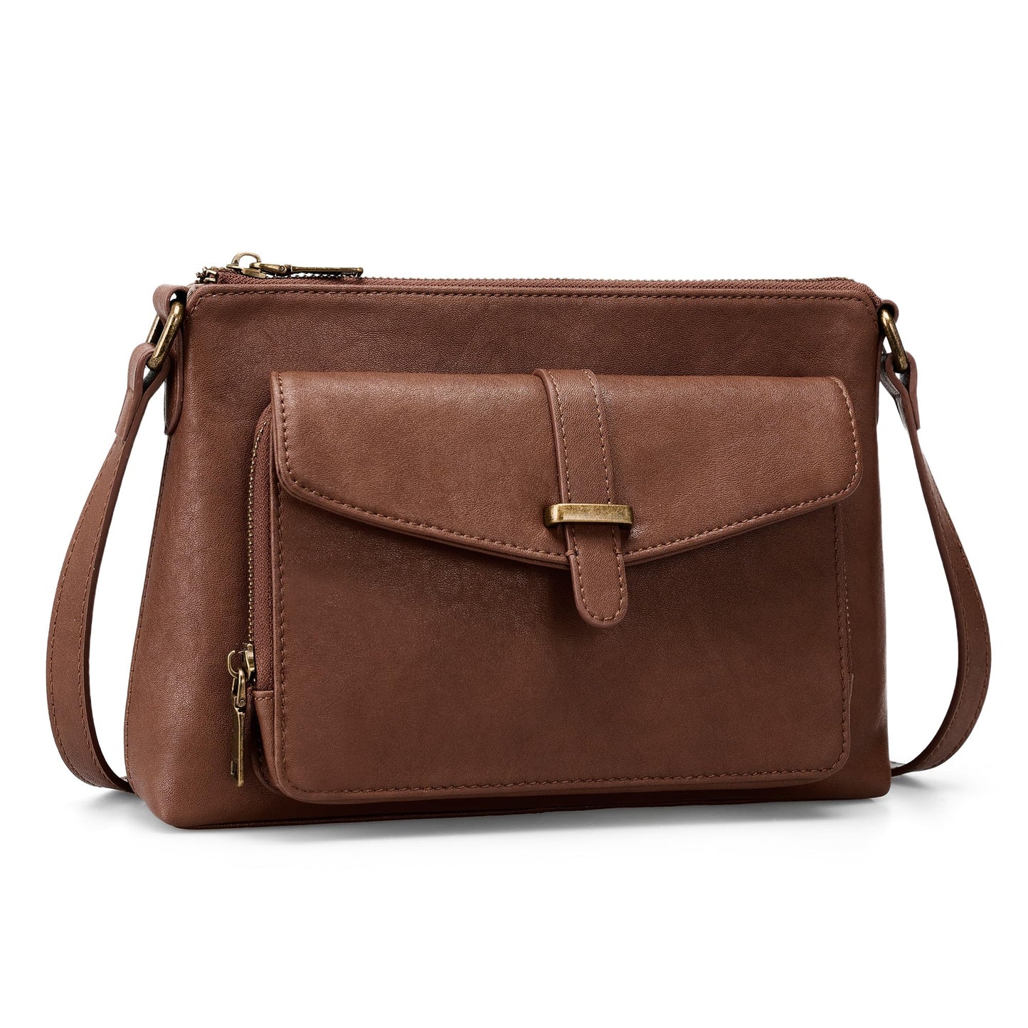 befen Genuine Leather Purses for Women Small Crossbody Purse with Built in RFID Wallet Soft Real Leather Cross Body Bags Brown Shoulder Bag with Adjustable Strap Trendy Handbag for Trave L& Daily