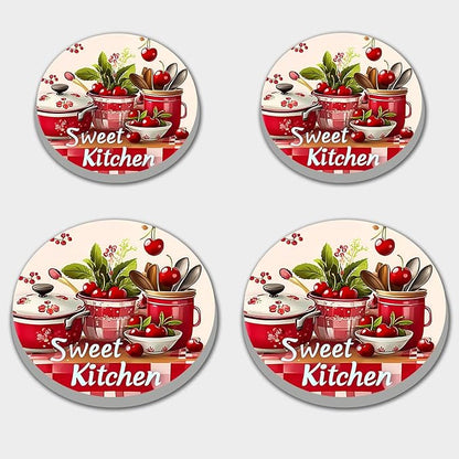 Rustic Farmhouse Electric Stove Burner Covers，4 Pack Round Stove Burner Covers，8 Inches and 10 Inches，Gas Stove Burner Covers,Metal Stove Burner Cover，Sweet Kitchen Restaurant Decorative,Kitchen Decor