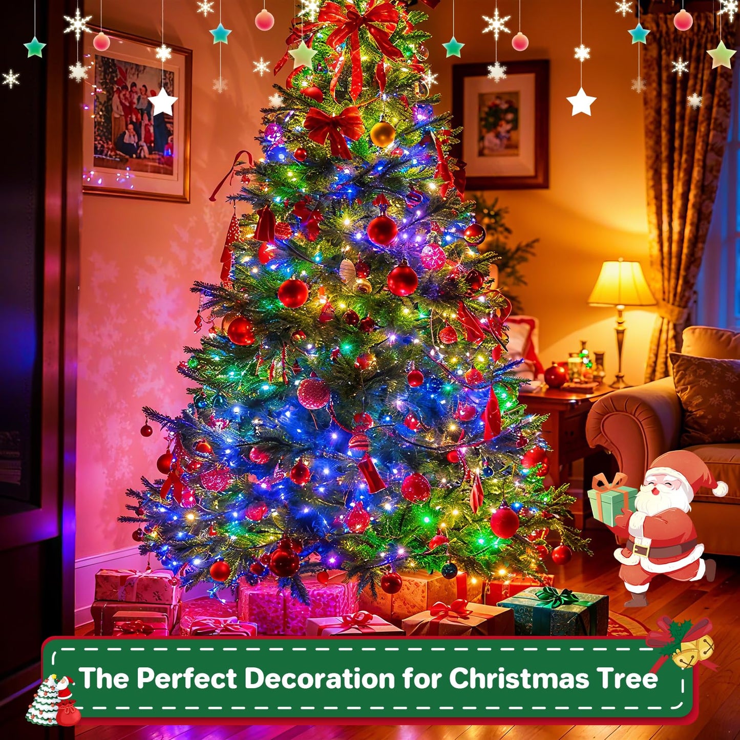 Christmas Cluster Lights Plug-in -52FT 800 LED Firecrackers String Lights,8 Modes Timer Waterproof Twinkle Fairy Lights for Christmas Tree Garland Party(Multicolor)
