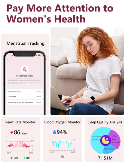 Smart Watch, 44mm Smartwatch Answer Make Calls, Alexa 1.83" Fitness Watch, IP68 Waterproof Fitness Tracker Women Men, Heart Rate/Sleep Monitor, 100+ Sports Pedometer Watch for Android & iOS Phone