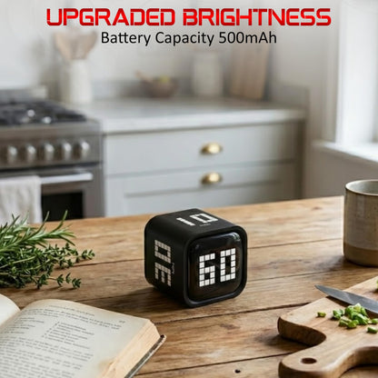 Digital Pomodoro Timer Cube, Rechargeable Type-C Productivity Countdown Clock for Study, ADHD, Kids, Kitchen, 5, 10, 30, 60 Minutes Presets with Volume Control, Black