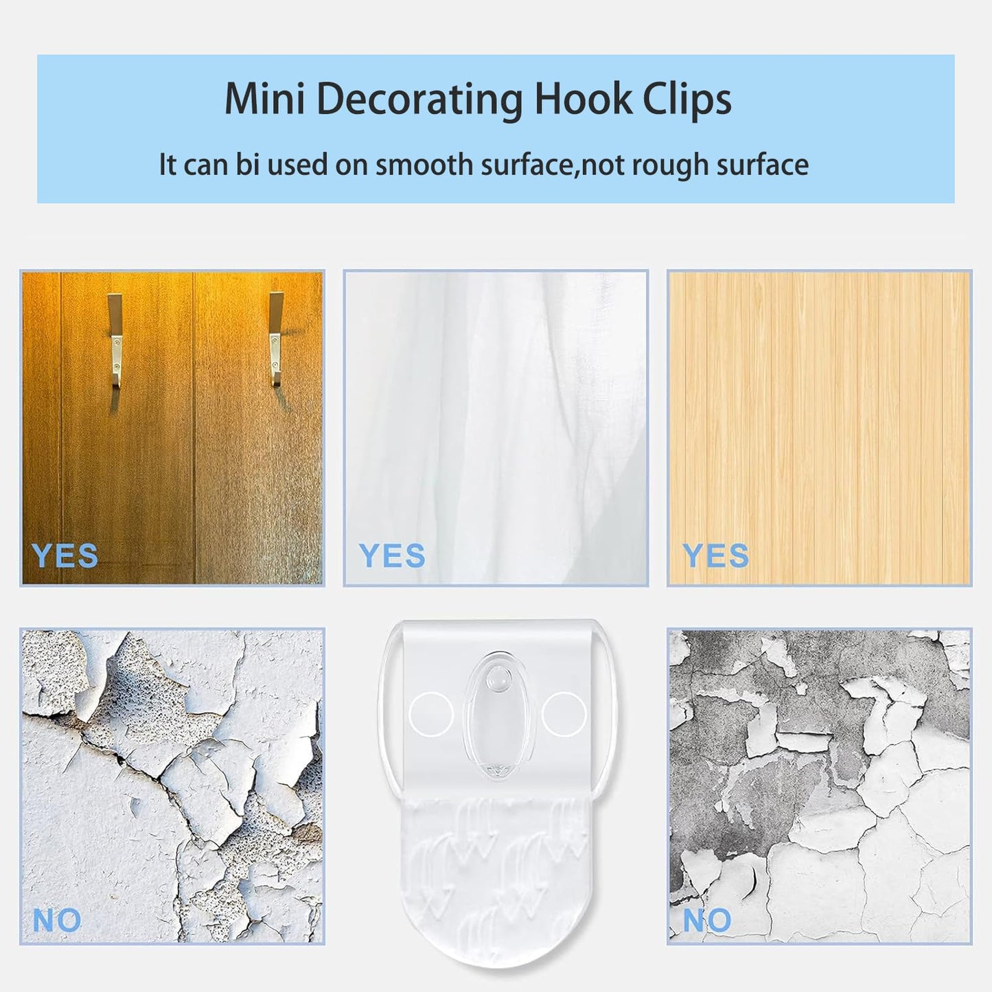 CARAINBO Indoor Mini Light Clips,240 Clear Clips and 270 Removable Strips, Damage Free Hanging Light Clips for Christmas Decoration, Wall Clips for Intdoor Lights and Cables, Cord Holders
