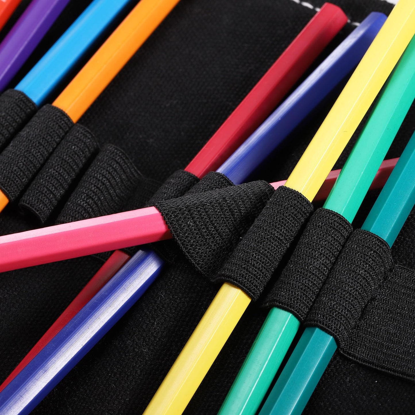 PATIKIL Handmade 24 Slots Roll Up Pencil Case, Canvas Pencil Wrap Pouch Pen Holder Organizer for Artist Drawing Coloring Sketching, Black