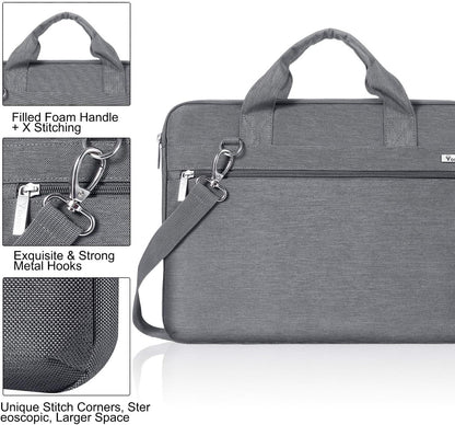 Voova Laptop Bag 15.6 Inch, 360° Protective Laptop Case Sleeve Compatible with MacBook Air 15 M2/M3/M4, MacBook Pro 15/16, 15-16” Lenovo Dell Hp, Waterproof Computer Bag Slim Briefcase, Grey