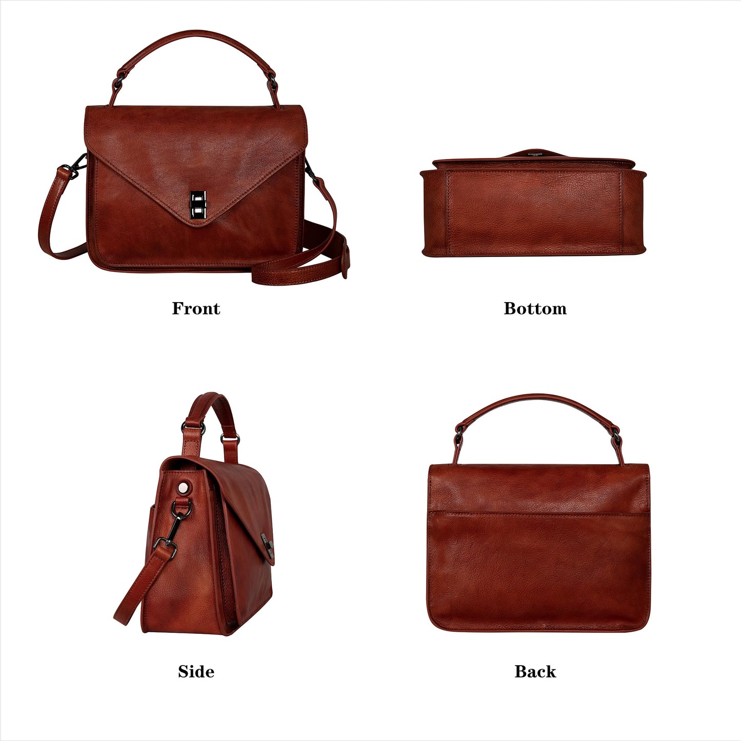 HESHE Leather Purses for Women Shoulder Handbags Satchel Hobo Crossbody Purse Tote Top Handle Bags (Brown)