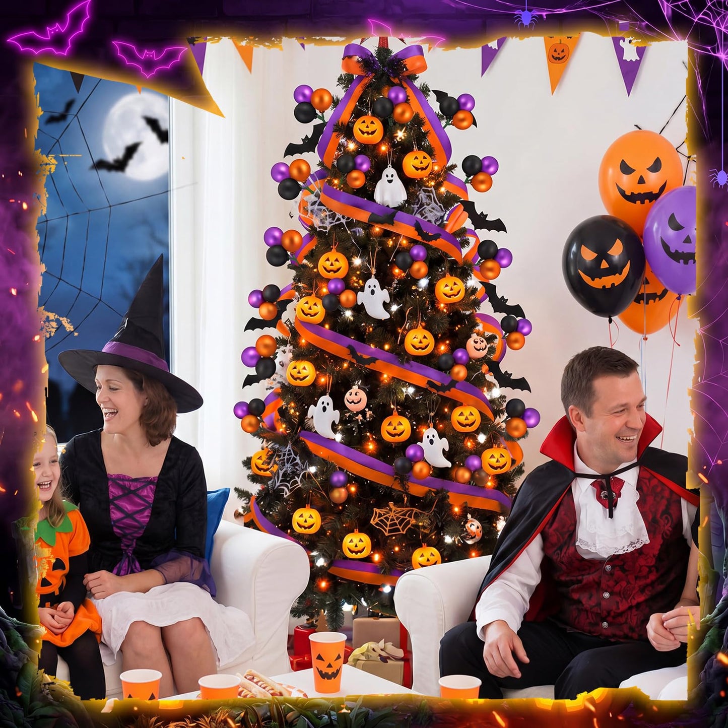 Syhood 12 Set 7.9 Inch Halloween Ball Picks Shatterproof Purple Orange and Black Mini Ball Ornaments on Wired Picks Stems for Halloween Christmas Tree Garland Vase DIY Decoration Supplies