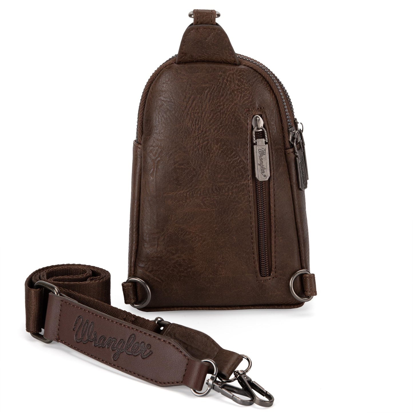 Wrangler Small Sling Bag for Women, Leather Crossbody Bags Cross Body Purse Fanny Packs with Adjustable Strap, WG-HB-87-210-CF
