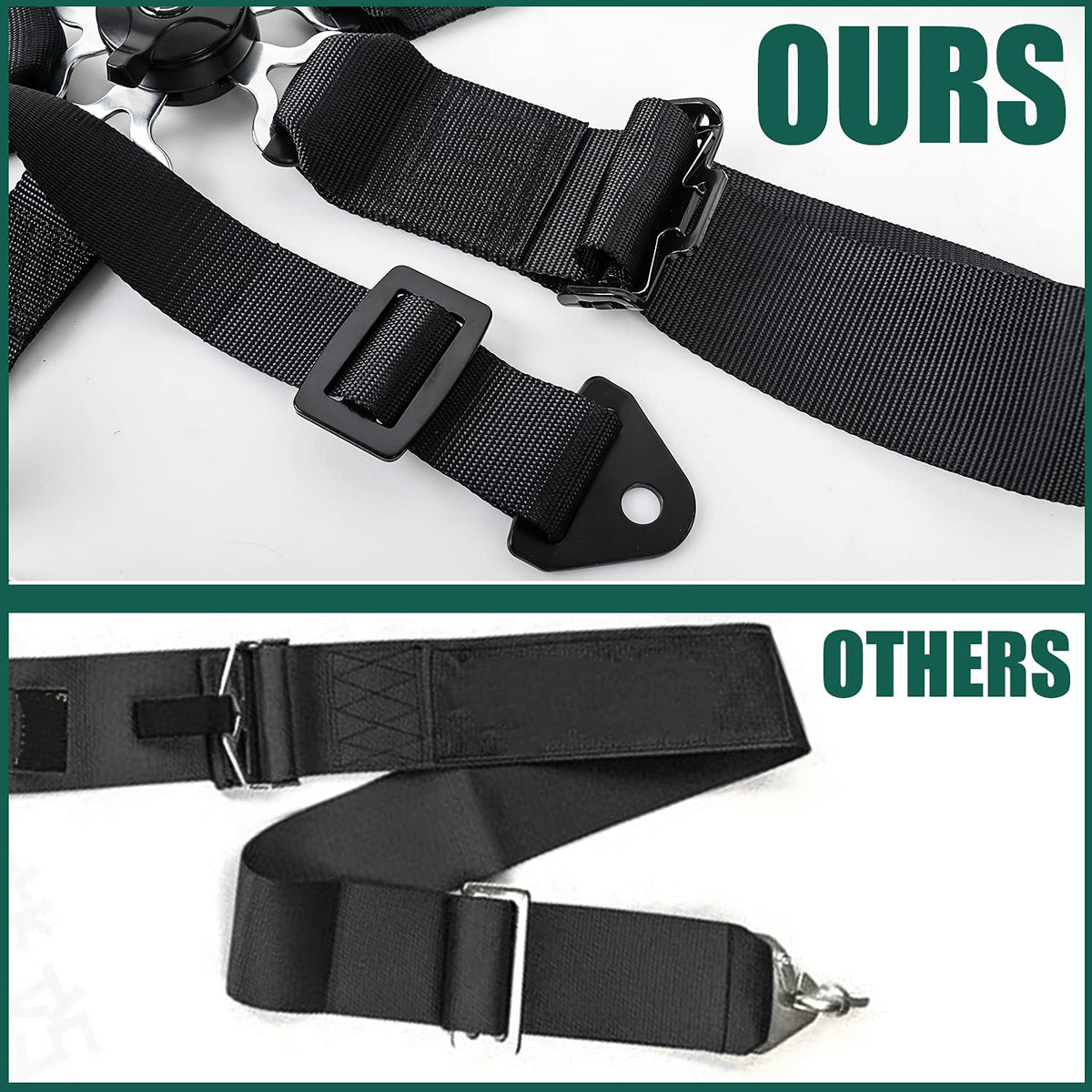 BESTZHEYU 2PCS Black 5-Point Racing Harness Set SFI with Ultra Comfort Heavy Duty Shoulder Pads Universal Polyester Harness Set