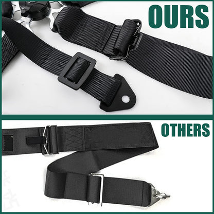 BESTZHEYU 2PCS Black 5-Point Racing Harness Set SFI with Ultra Comfort Heavy Duty Shoulder Pads Universal Polyester Harness Set