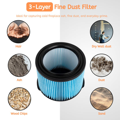 Nispira VF3500 Vacuum Filter Replacement Compatible with Ridgid Wet/Dry Vac 3-Layer Filters WD4050 WD4070 WD4522, 2 Pack