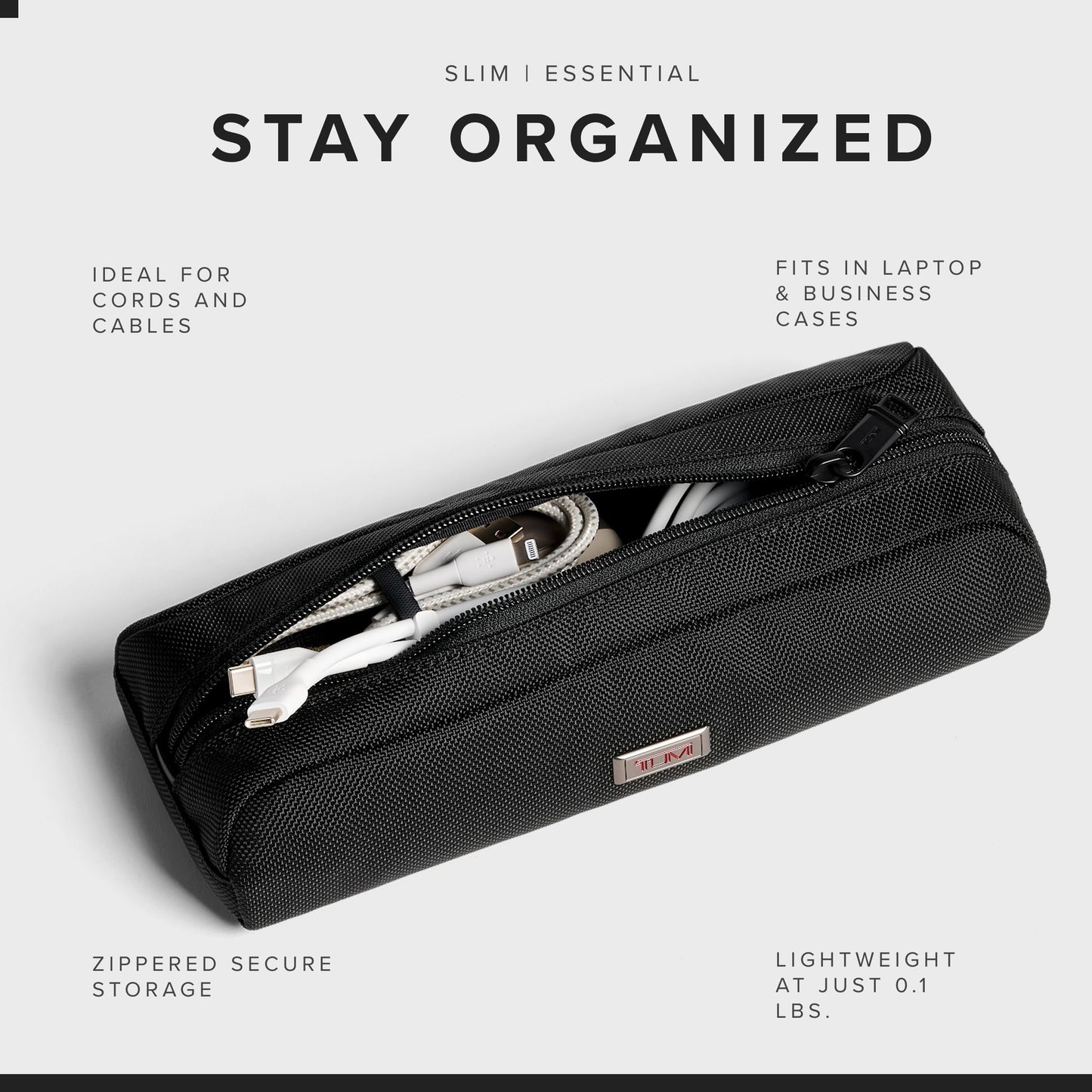 TUMI - Alpha Electronic Cord Pouch - Slim Zip Entry Travel Tech and Cable, Charger and Small Accessory Organizer - Black