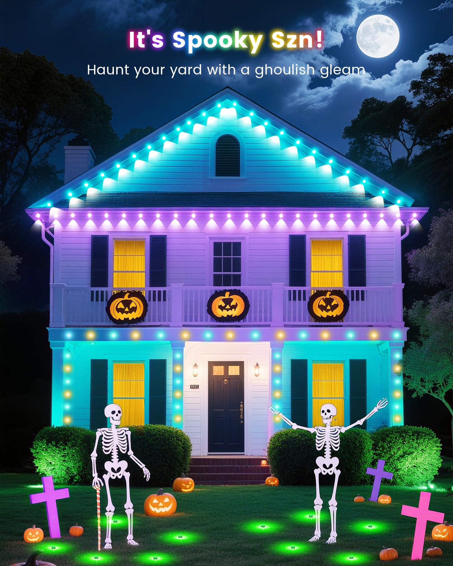 KISUFU 200ft RGB+CCT Permanent Outdoor Lights for House, 24V 60W IP67 Outdoor Ground Lights, 60-Pack Pathway Light for Valentine Christmas Garden Yard Walkway