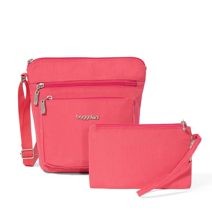 Baggallini Pocket Crossbody Bags for Women 8x8 Small Lightweight Durable Water-resistant Travel Purse W/Rfid