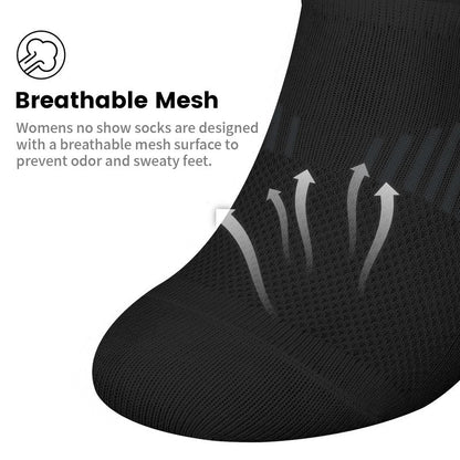 wernies No Show Socks Womens 8 Pairs, Ankle Non Slip Low Short Invisible Thin Liner Socks Black 5-8