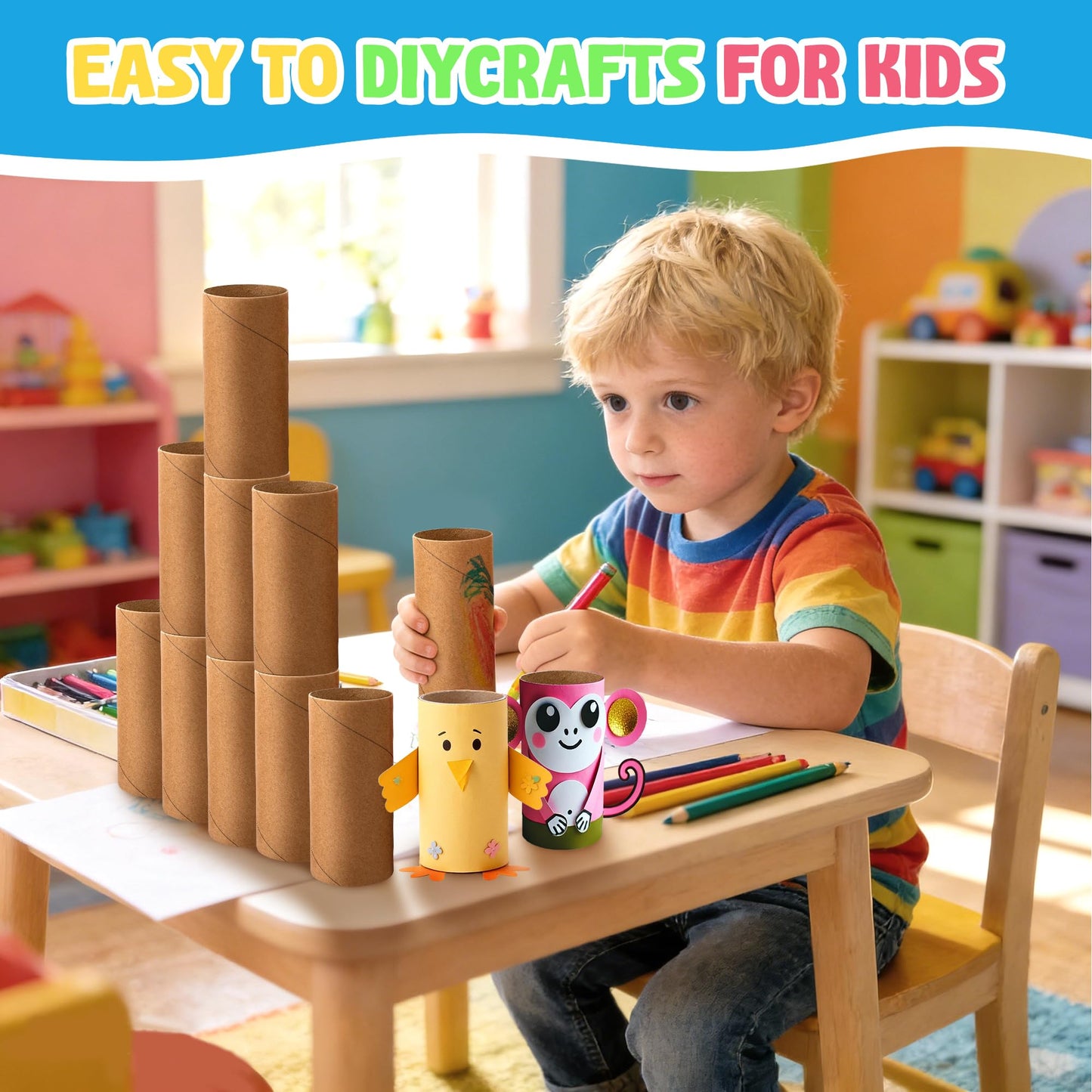 Rolliezs Cardboard Tubes for Crafts, 30 Pack Brown Paper Rolls – 1.77” x 3.94” Thin Empty Cardboard Craft Tubes for Kids, Classroom Projects, DIY Crafting & Paper Roll Crafts.