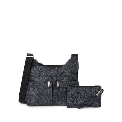 Baggallini Cross Over Crossbody Women 11x8.5 Medium Travel Bag Lightweight Water-Resistant Nylon Organized Handbag Purse