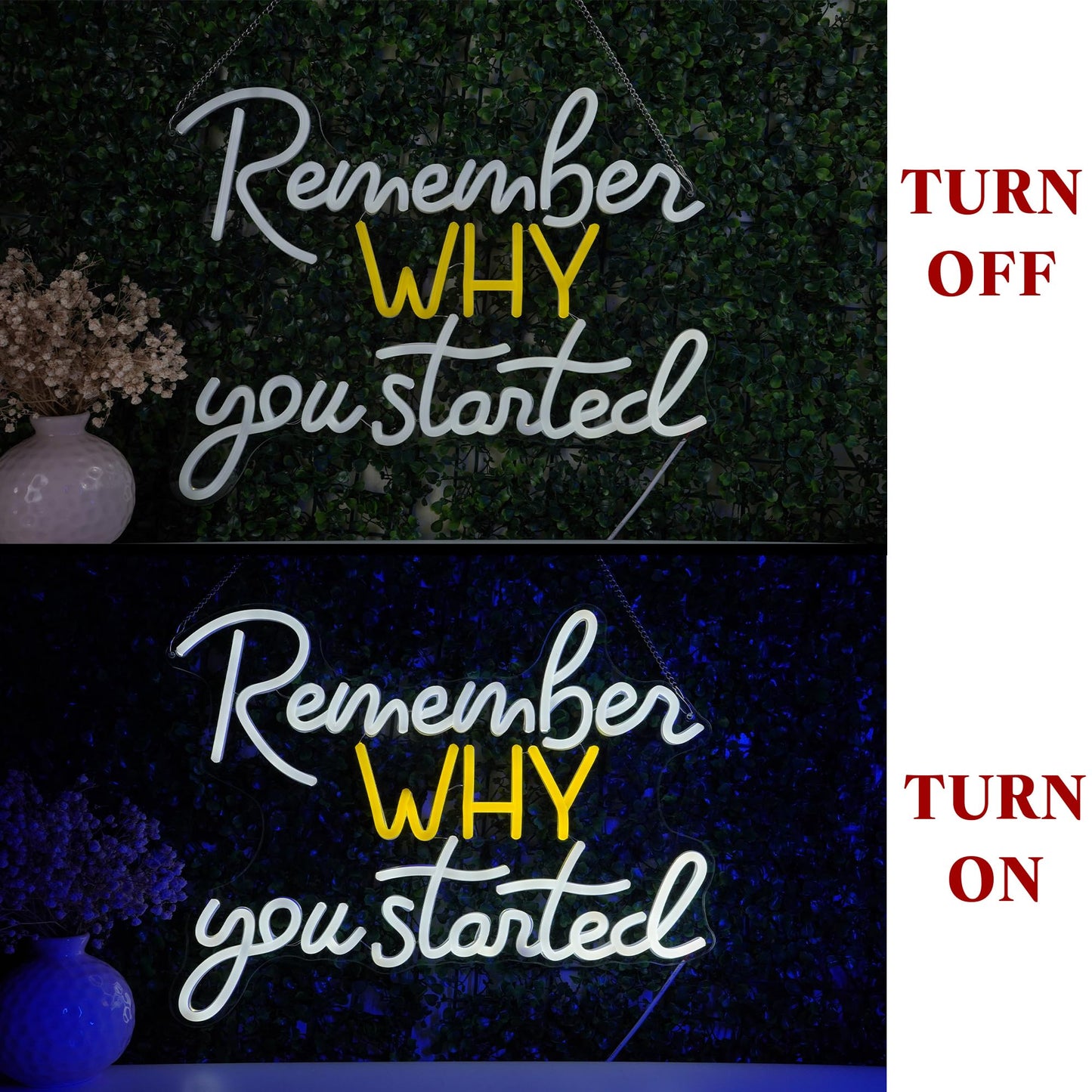 Remember Why You Started Neon Sign Led Light, Neon Wall Sign For Bedroom, Office, Study Room, Gaming Room, Motivational Wall Art Birthday Christmas Gift For Friends