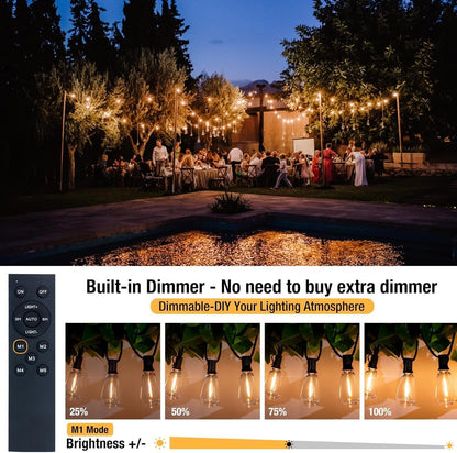 litogo 120ft Patio Lights Outdoor Waterproof, LED Outdoor String Lights with Shatterproof Edison Bulbs, Dimmable Outside Hanging Light with Timer for Bistro Cafe Tent Yard Garden Porch