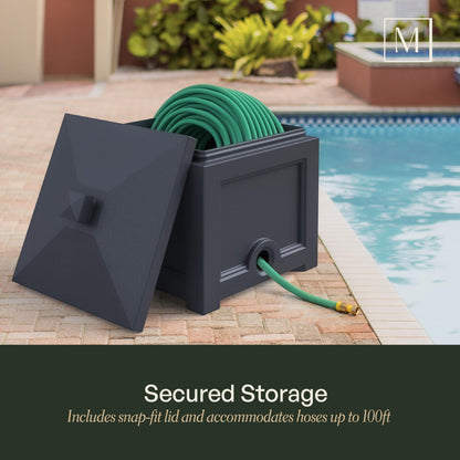 Mayne Inc 5858-W Fairfield Garden Hose White Storage Bin
