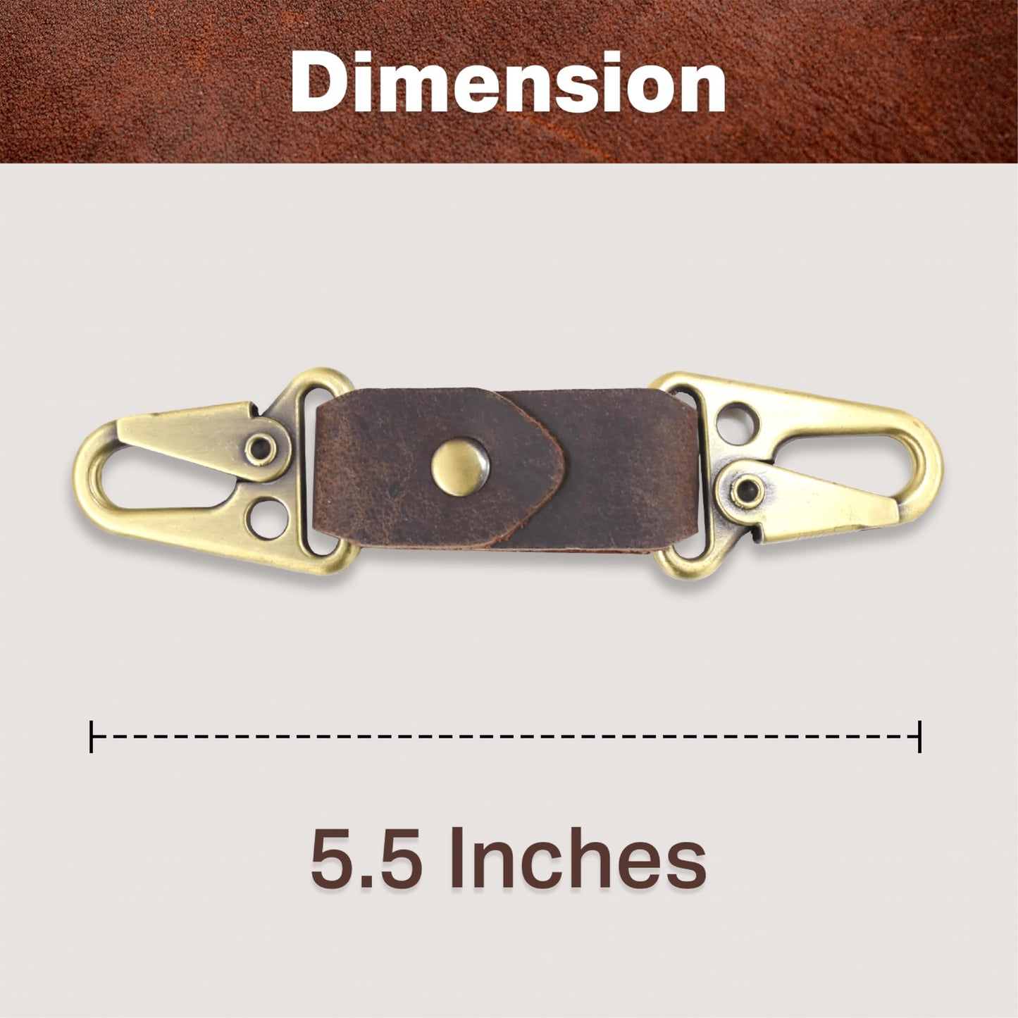 TheAntiq Genuine Leather Car Keychain - Handmade Key Holder with Dual Metal Clips, Durable Key Organizer for Car Keys, Belt, Bag & Everyday Carry (Brown)