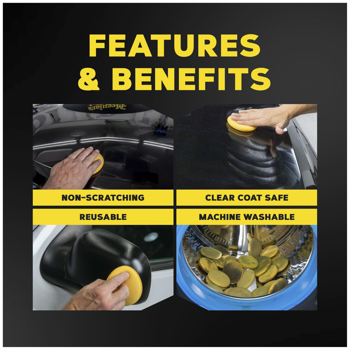 Meguiar's W0004 Supreme Shine 4" Foam Applicator Pads – 4 Pack