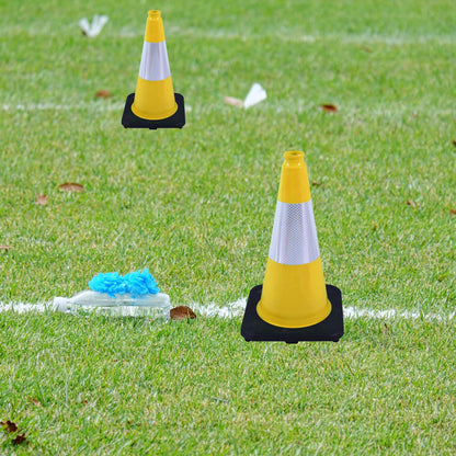 OranclUS 4 Pack 18 Inch Yellow PVC Safety Cones Black Base Stable, Perfect for Parking Practice, Driving School, Construction and Outdoor Sports (4, Yellow, 18 Inch)