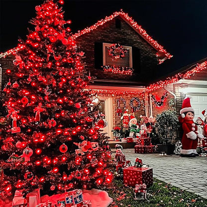 JMEXSUSS 600 LED Red Halloween Lights Outdoor Indoor, 168Ft Red Christmas String Lights Plug in Clear Wire, Light for Halloween Tree Outside Room Christmas Party Decorations