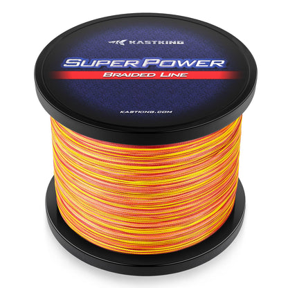 KastKing Superpower Braided Fishing Line, Orange Camo, 8LB, 300+27 Yds