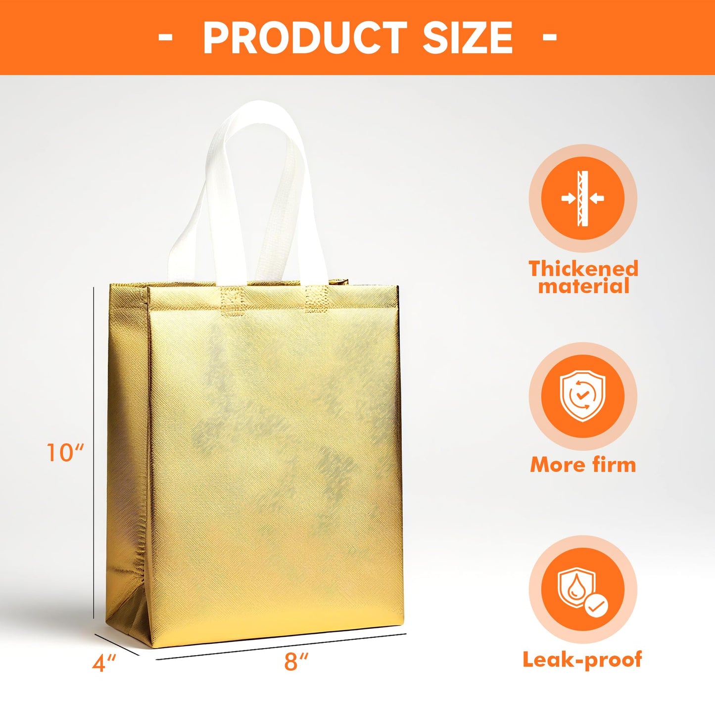 METAPRINT 15 Pcs Iridescent Glossy Gift Bags Medium Size, 8x4x10 Inch Holographic Reusable Gift Bags with Handles & Sturdy Base, Ideal for Birthday, Wedding