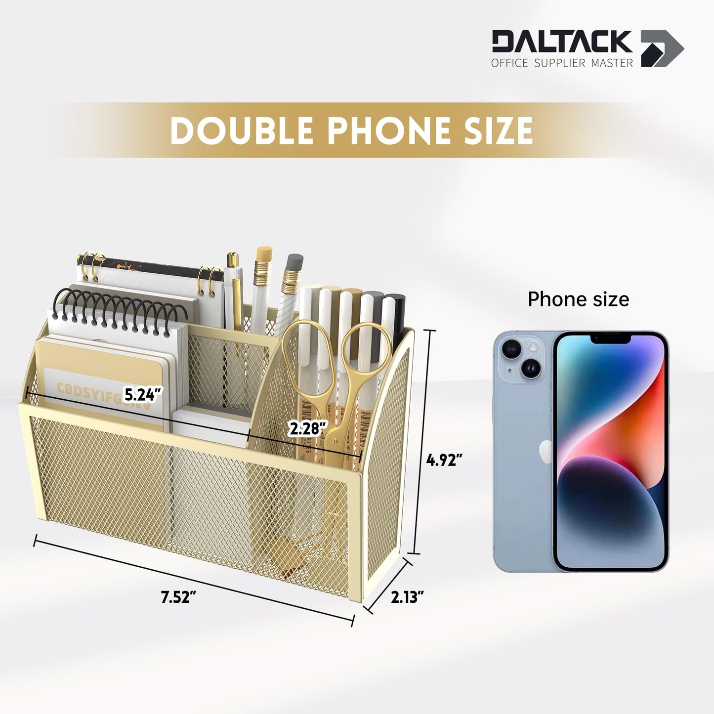 DALTACK Magnetic Pencil Holder Magnetic Shelf for the Whiteboard 3-Grid Mesh Magnetic Pen Holder for Refrigerator Magnetic Organizer Locker Accessories Organizer for Office, Yellow